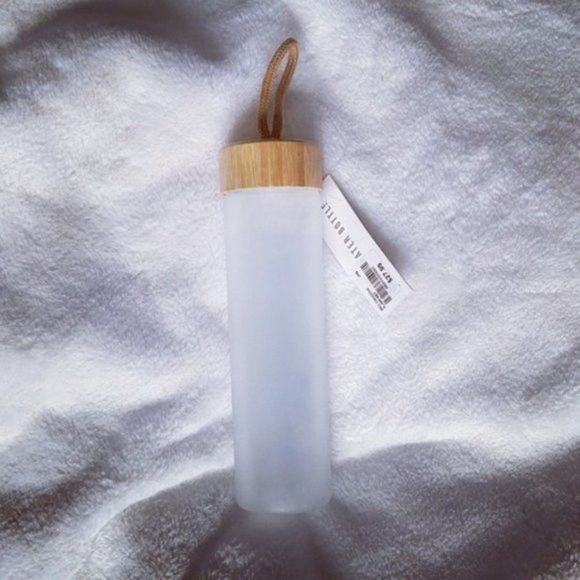 Frosted Glass Water Bottle with Bamboo Lid - Picture 2 of 2